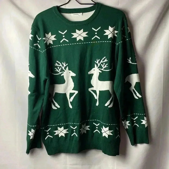 - SYKOORIA MENS SIZE XXL WINTER  CHRISTMAS SWEATER HUNTER GREEN REINDEERS … - Picture 2 of 10